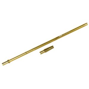 Gold-colored telescopic antenna on white background.